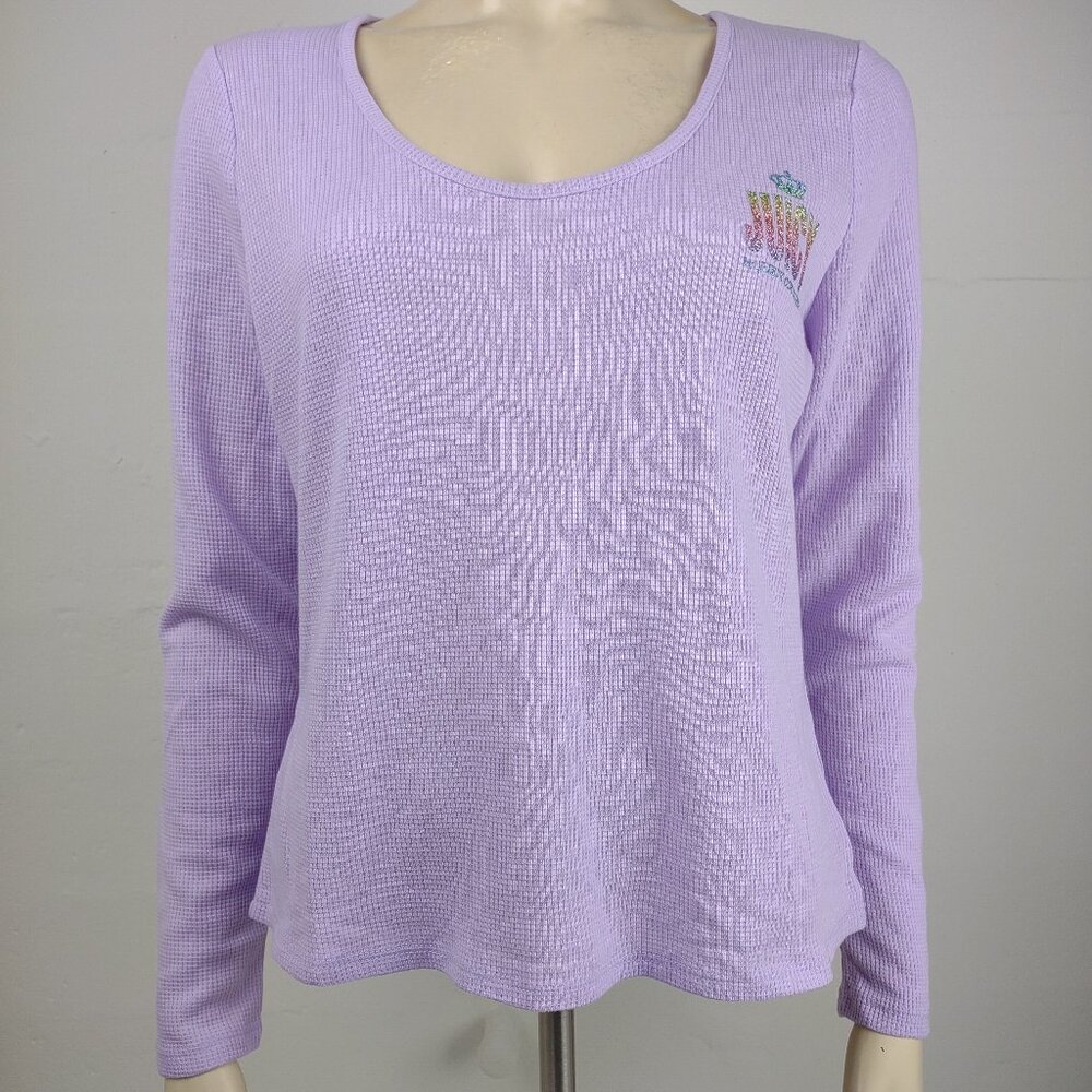 NWT Juicy Couture purple Lilac Sky long sleeve thermal sleep shirt ladies Large